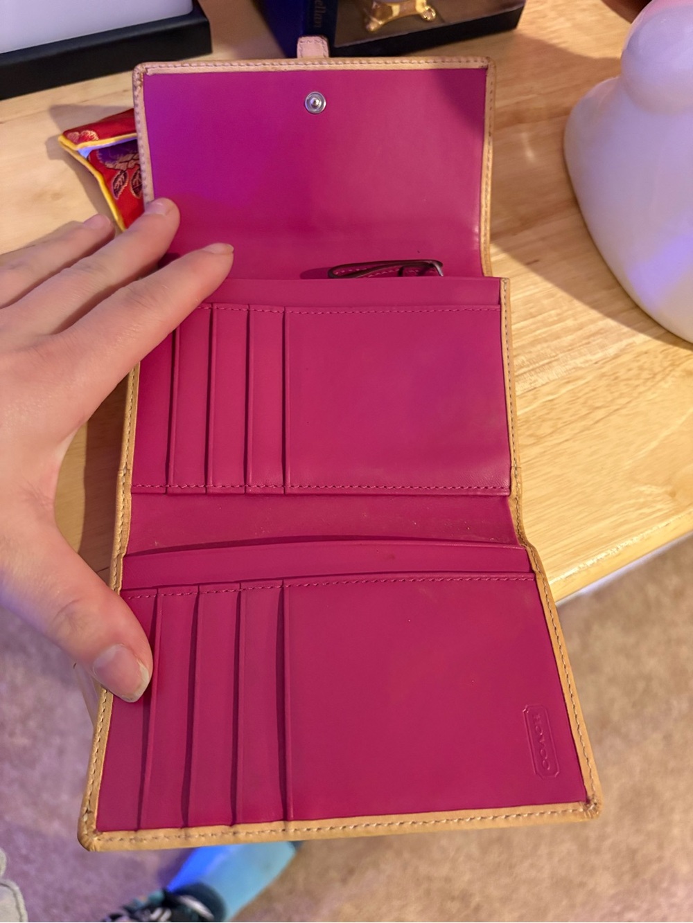 Coach Pink and Tan Striped Wallet - Picture 4 of 6